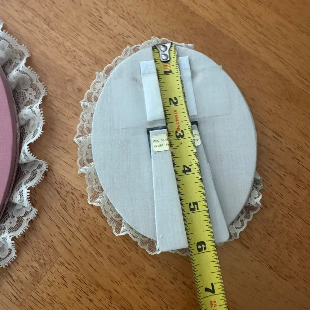 Vintage 90s Satin and Lace Oval Easel Frames Pink Ivory Romantic Cottage Core